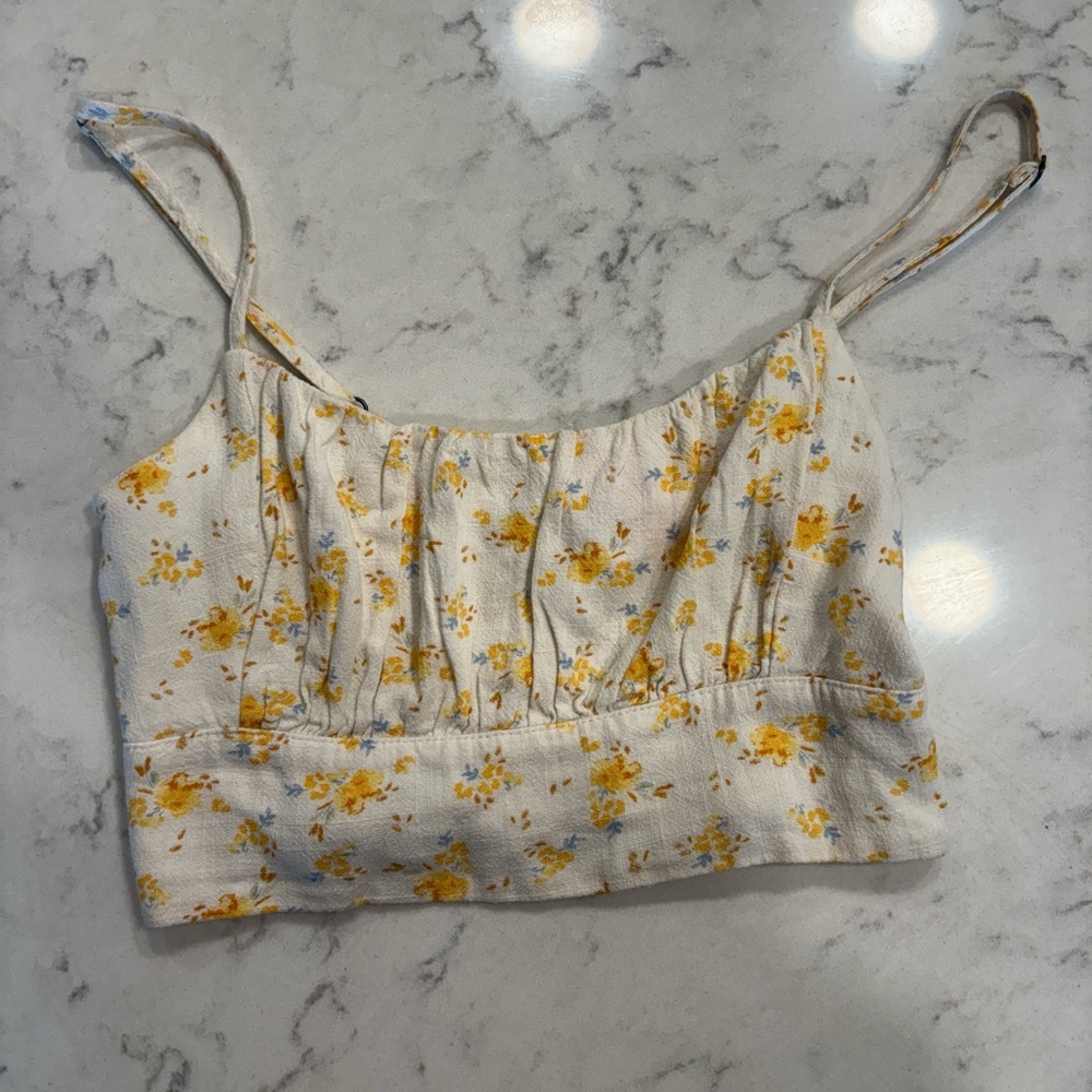 Aeropostale White and Cream Smocked Camisole Top